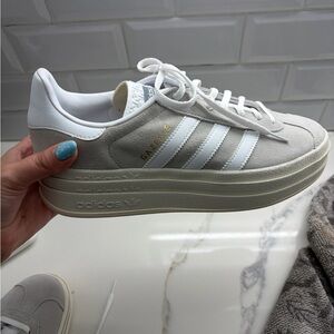 Adidas Women's Gazelle Gray and White Sneakers